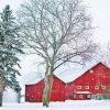 Barn In Snow Paint By Numbers