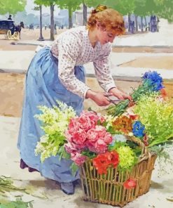 Flower Seller By Louis Marie De Schryver Paint By Numbers