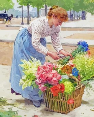 Flower Seller By Louis Marie De Schryver Paint By Numbers