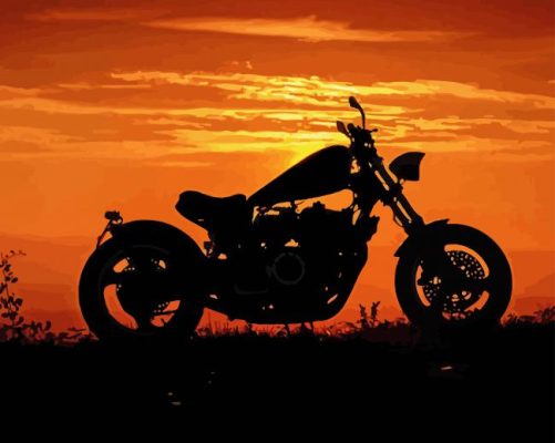 Motorcycle At Sunset Paint By Numbers