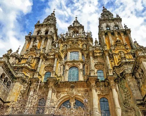 Santiago De Compostela Spain Cathedral Paint By Numbers