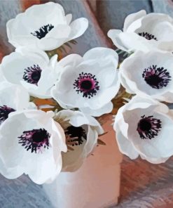 White Anemones Flowers Vase Paint By Numbers