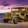 Willys Jeep By Sea At Sunset Paint By Numbers