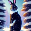 Black Bunny In Snow Paint By Numbers