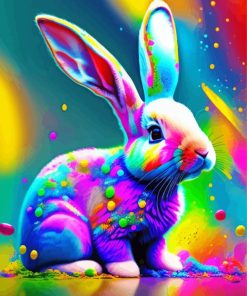 Colorful Splatter Easter Bunny Paint By Numbers