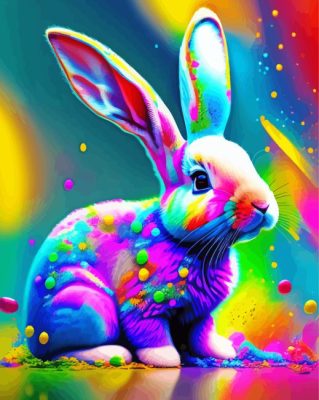 Colorful Splatter Easter Bunny Paint By Numbers