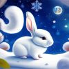 Cute White Bunny In Snow Paint By Numbers