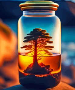 Glass Jar With Tree Inside Paint By Numbers