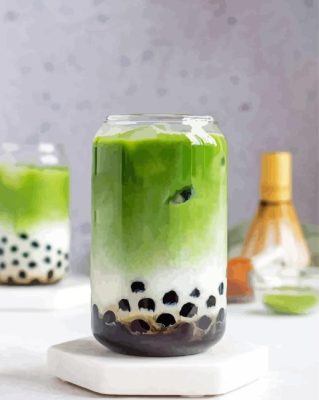 Matcha Bubble Tea Paint By Numbers