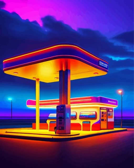 Neon Gas Station Paint By Numbers