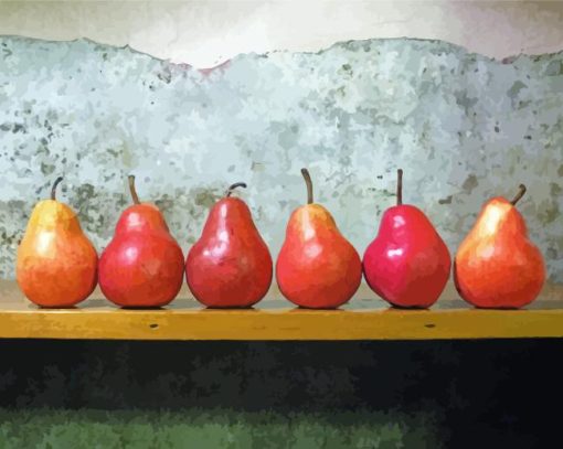 Red Pears In A Row Paint By Numbers