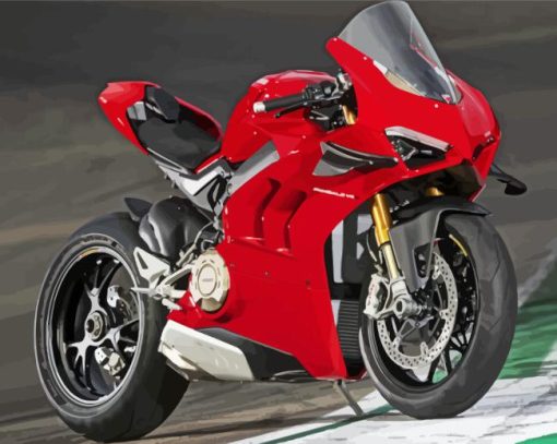 Red Superbike Engine Paint By Numbers