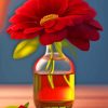 Red Flower In Glass Bottle Paint By Numbers