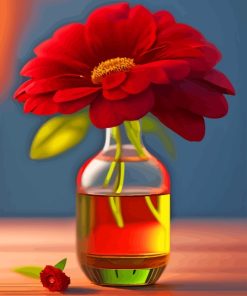 Red Flower In Glass Bottle Paint By Numbers