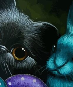 Black Cat And Blue Bunny Paint By Numbers