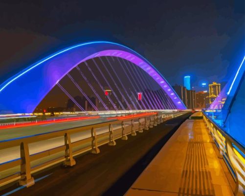 Nanning Bridge With Blue Lights Paint By Numbers