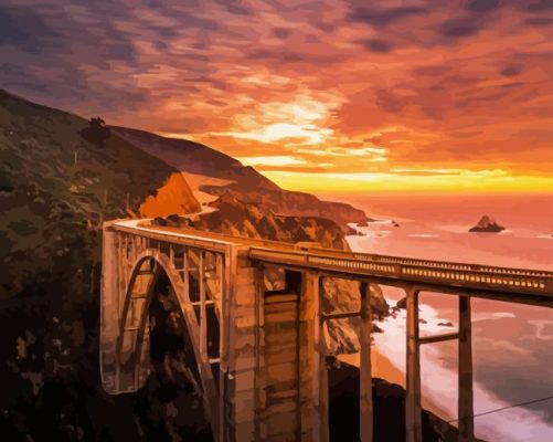 Sunset At Highway 1 California Paint By Numbers