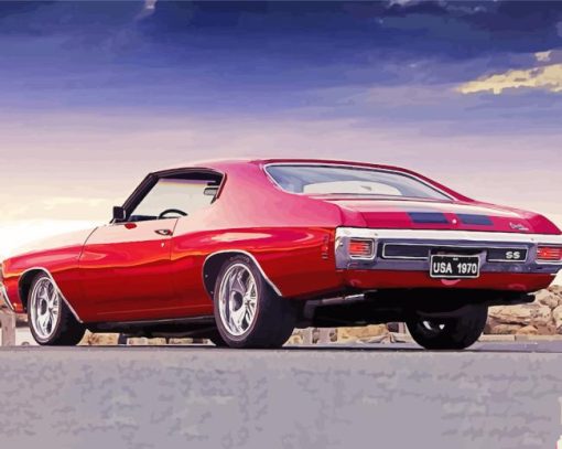 Vintage Red 71 Chevelle Car Paint By Numbers