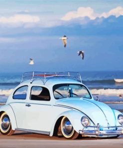 Vw Bug At Beach Paint By Numbers