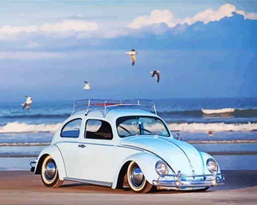 Vw Bug At Beach Paint By Numbers