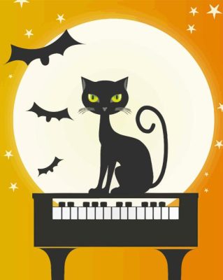 Halloween Cat And Piano Animation Paint By Numbers