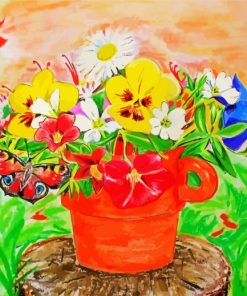 Potted Flowers And Butterflies Paint By Numbers