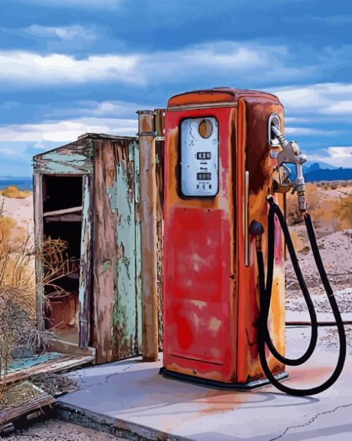 Retro Old Gas Pump Paint By Numbers