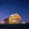 Wooden Cabin At Night Paint By Numbers