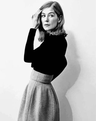 Black And White British Actress Rosamund Pike Paint By Numbers