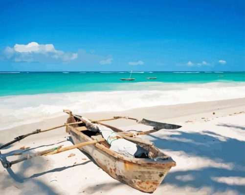 Boat At Mombasa Beach Paint By Numbers