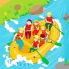 Cartoon Kids Rafting Paint By Numbers