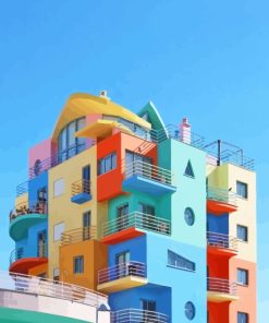 Colorful Buildings In Albufeira Paint By Numbers