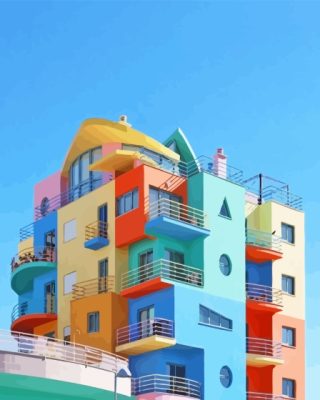 Colorful Buildings In Albufeira Paint By Numbers