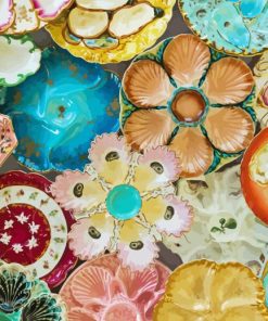 Colorful Oyster Plates Paint By Numbers