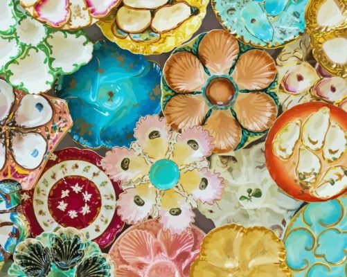 Colorful Oyster Plates Paint By Numbers