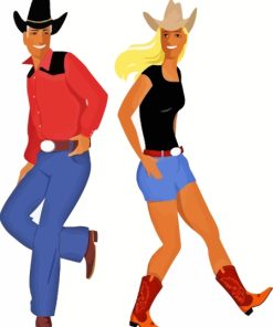 Couple Line Dancing Illustration Paint By Numbers