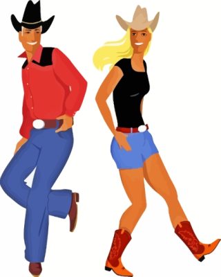 Couple Line Dancing Illustration Paint By Numbers