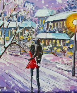 Couple In Snow Winter Scene Art Paint By Numbers