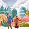 Couple Walking In Snow Illustration Paint By Numbers