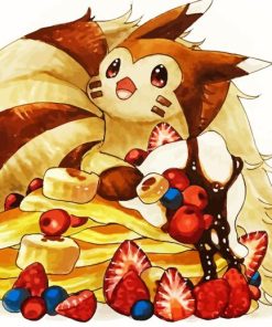 Furret With Pancakes And Fruits Paint By Numbers