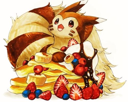 Furret With Pancakes And Fruits Paint By Numbers