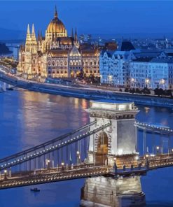 Hungary Budapest Bridge At Night Paint By Numbers