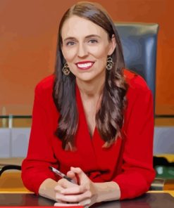 Jacinda Ardern In Red Paint By Numbers