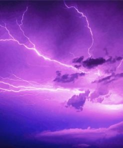 Lightning Sky Scapes With Purple Clouds Paint By Numbers