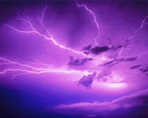 Lightning Sky Scapes With Purple Clouds Paint By Numbers