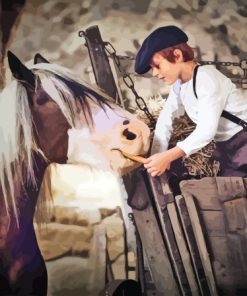 Little Boy Feeding Horse Paint By Numbers