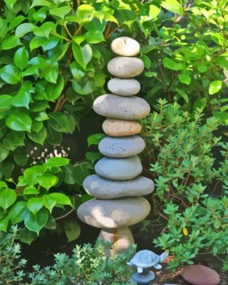 Rock Sculpture In Garden Paint By Numbers