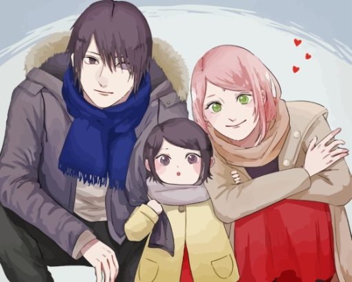 Sasuke Sakura And Little Sarada Paint By Numbers