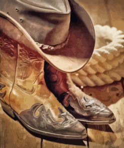 Shoes And Hat Line Dance Paint By Numbers