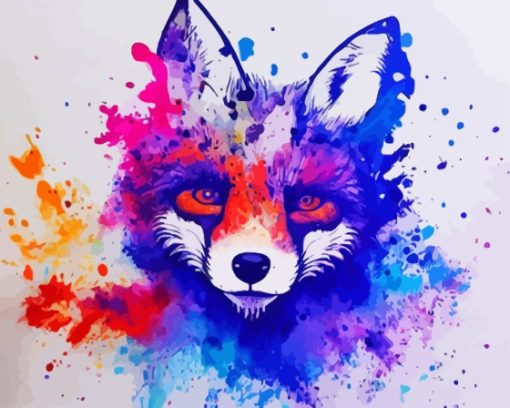 Splatter Colorful Fox Paint By Numbers